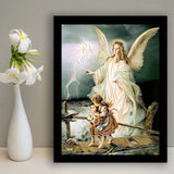 Guardian Angel Print Spiritual Gift Religious Art Angel Art Framed Art Print Wall Decor - Painting Art, Framed Picture, Home Decor