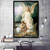Guardian Angel Print Spiritual Gift Religious Art Angel Art Framed Art Print Wall Decor - Painting Art, Framed Picture, Home Decor