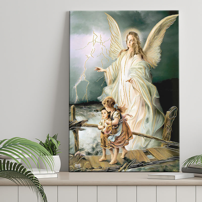 Guardian Angel Print Spiritual Gift Religious Art Angel Art Canvas Prints Wall Art - Painting Canvas, Wall Decor, Home Decor