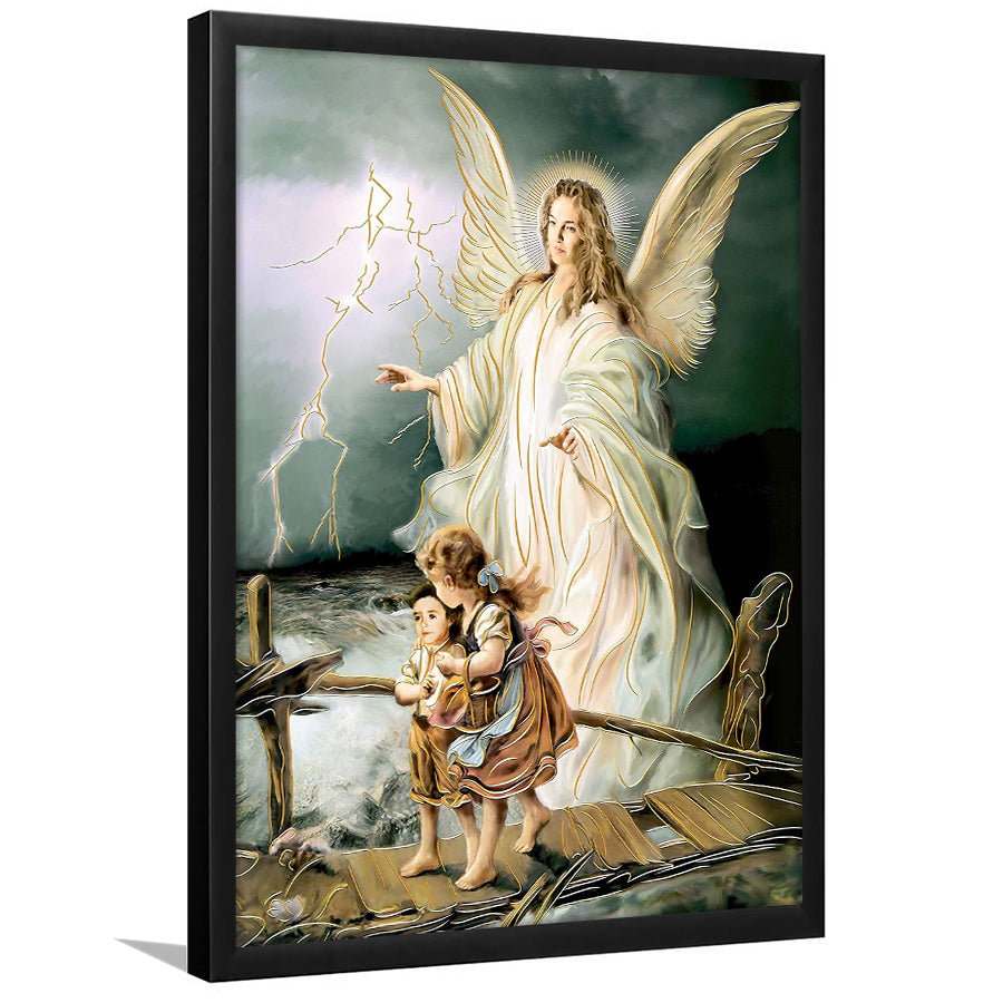 Guardian Angel Print Spiritual Gift Religious Art Angel Art Framed Art Print Wall Decor - Painting Art, Framed Picture, Home Decor