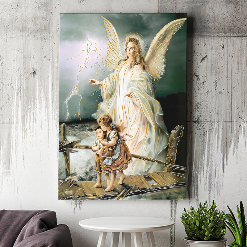 Guardian Angel Print Spiritual Gift Religious Art Angel Art Canvas Prints Wall Art - Painting Canvas, Wall Decor, Home Decor