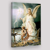Guardian Angel Print Spiritual Gift Religious Art Angel Art Canvas Prints Wall Art - Painting Canvas, Wall Decor, Home Decor