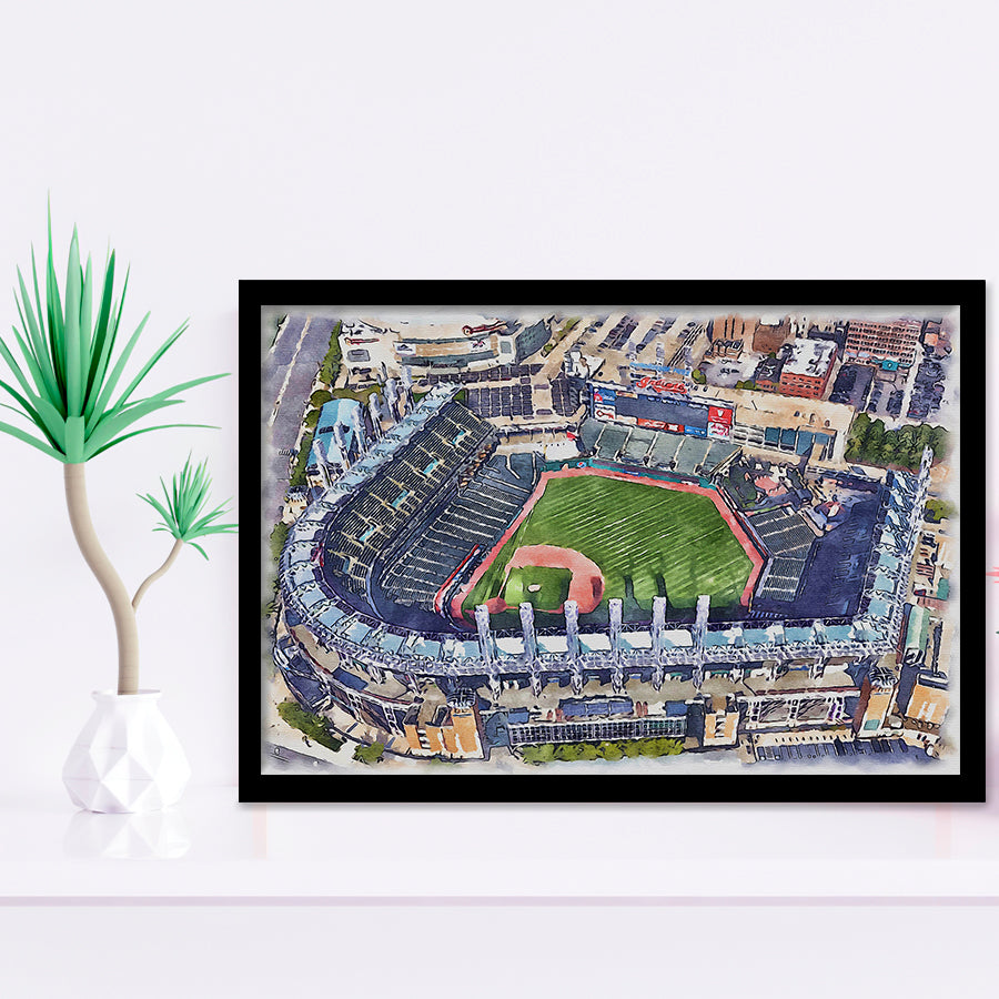 Guardians Baseball Team Progressive Field Watercolor, Sport Prints Fan Gift, Framed Art Prints Wall Art Decor
