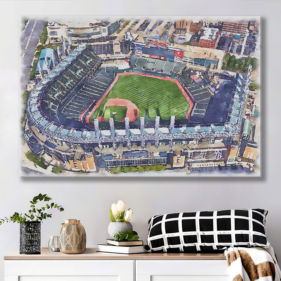 Guardians Baseball Team Progressive Field Watercolor, Sport Art Prints Fan Gift, Canvas Prints Wall Art Decor