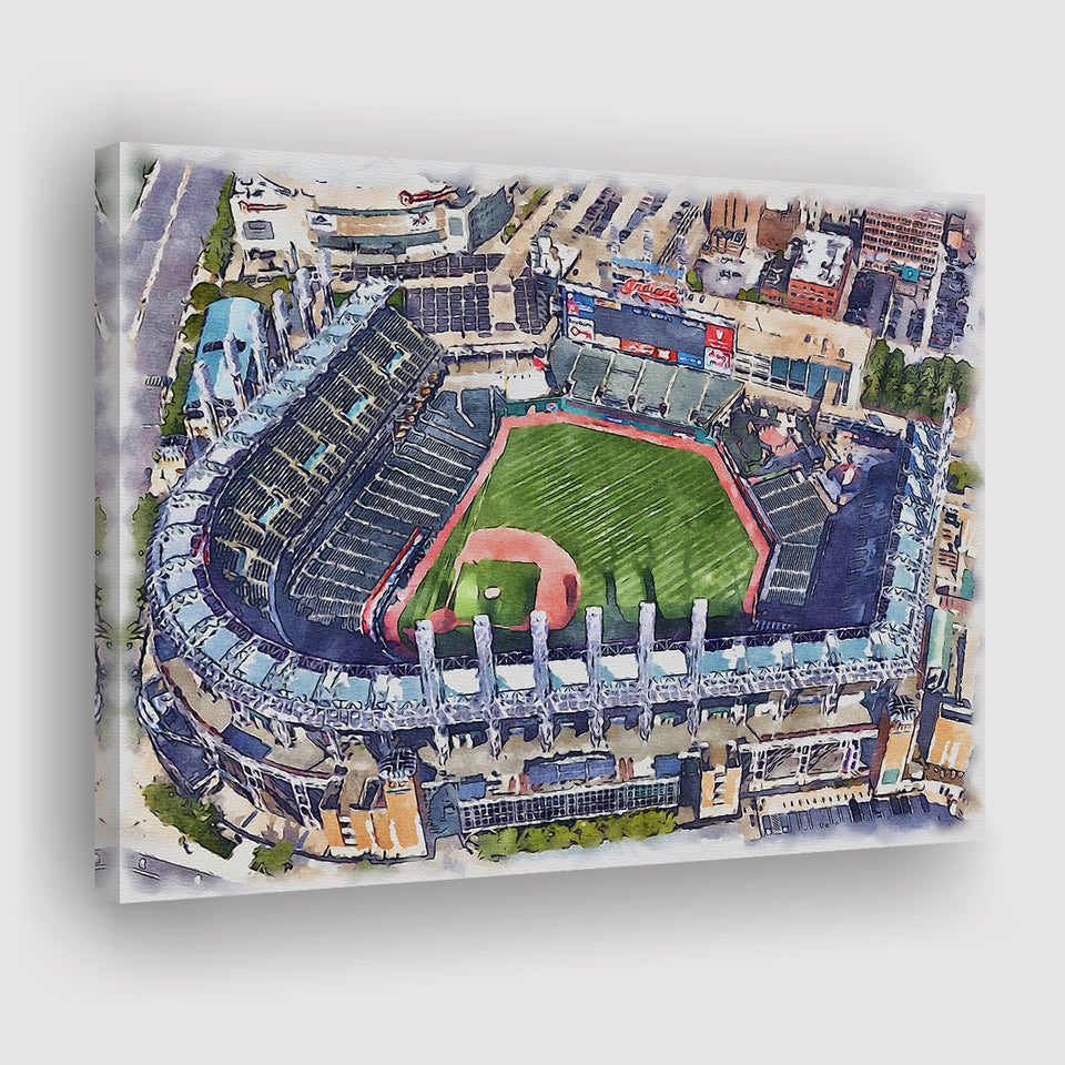 Guardians Baseball Team Progressive Field Watercolor, Sport Art Prints Fan Gift, Canvas Prints Wall Art Decor