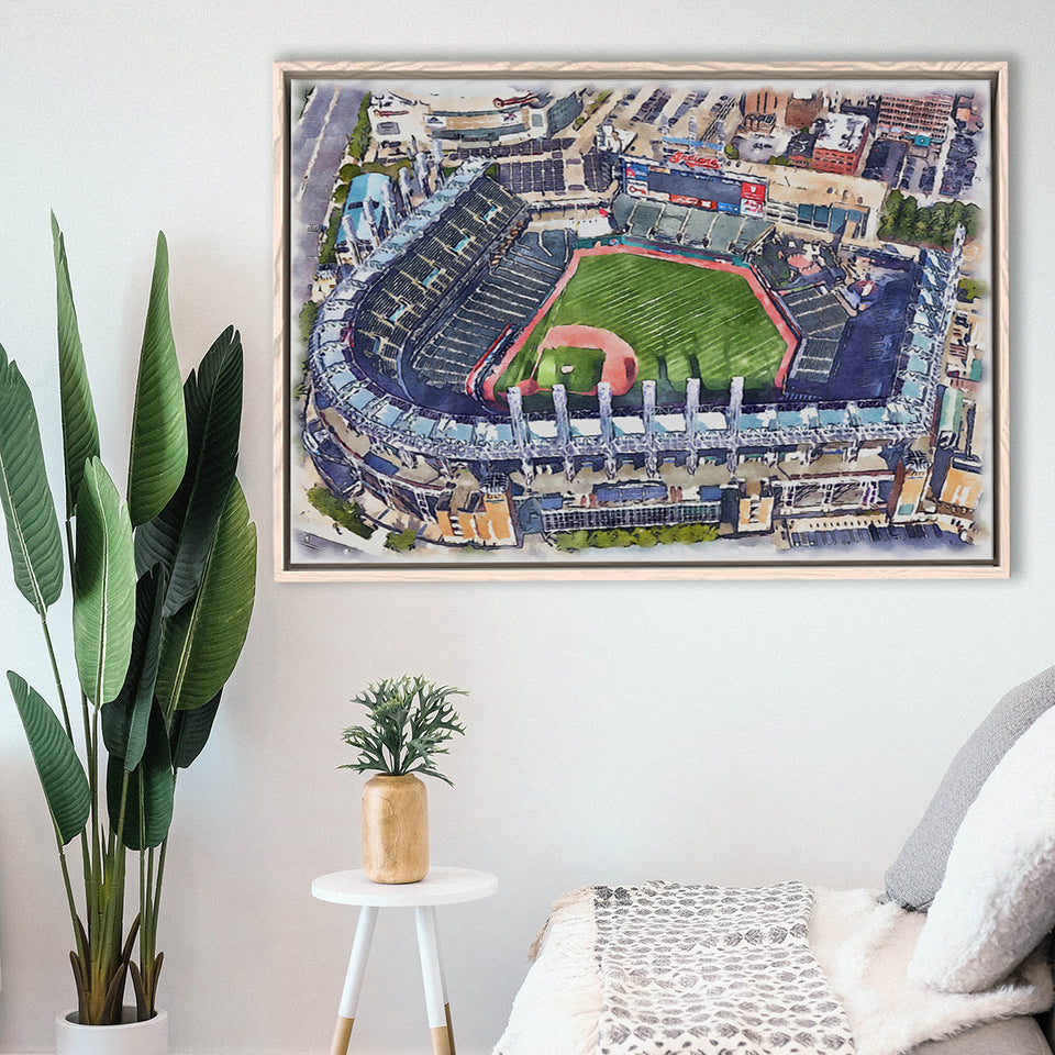 Guardians Baseball Team Progressive Field Watercolor, Sport Art Prints Fan Gift, Framed Canvas Prints Wall Art Decor