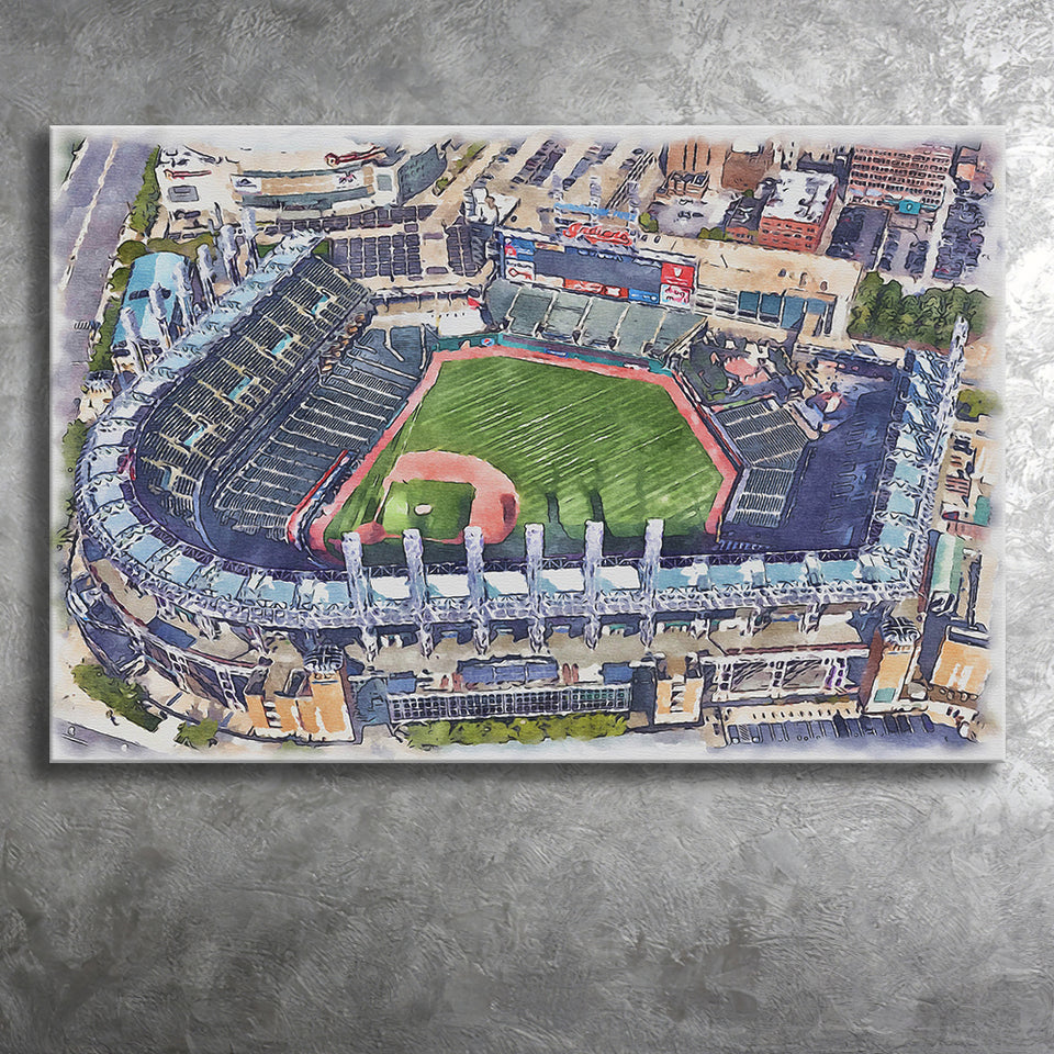 Guardians Baseball Team Progressive Field Watercolor, Sport Art Prints Fan Gift, Canvas Prints Wall Art Decor