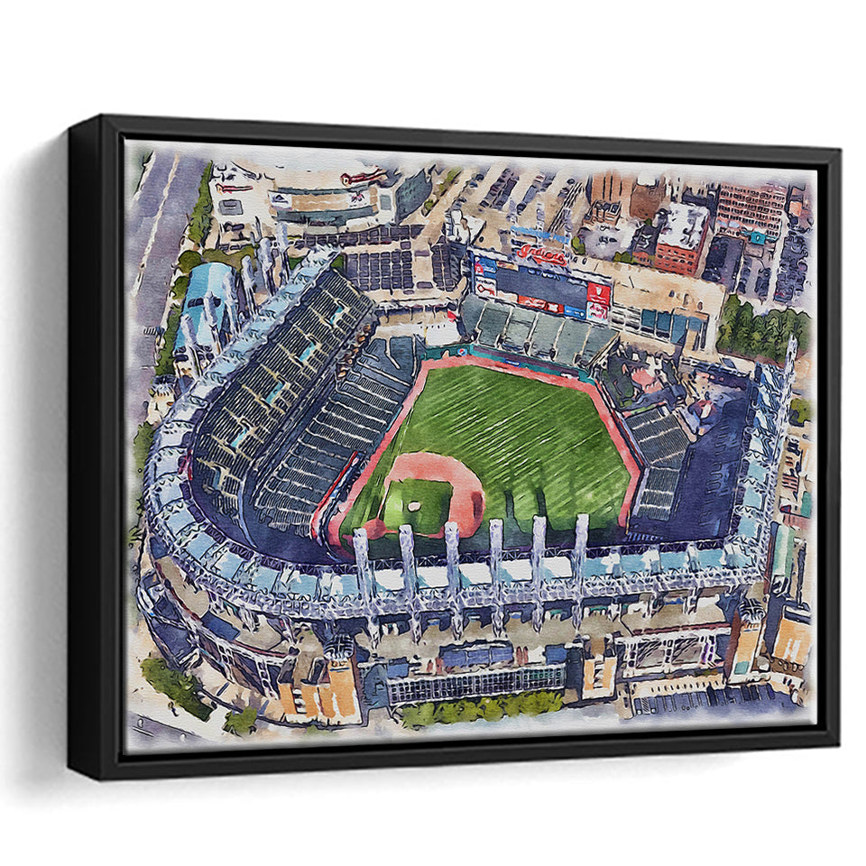 Guardians Baseball Team Progressive Field Watercolor, Sport Art Prints Fan Gift, Framed Canvas Prints Wall Art Decor