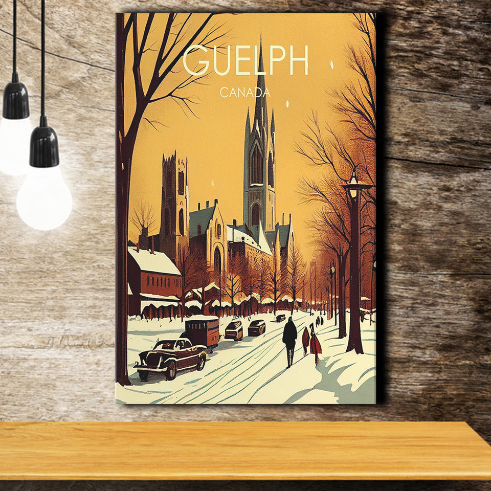 Guelph Canada Retro Art Print ,City Art Print, Large Canvas, Canvas Print Wall Art Home Decor