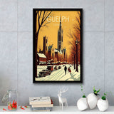 Guelph Canada Retro Art Print, Large Canvas, Framed Canvas Print Wall Art Home Decor, Floating Frame