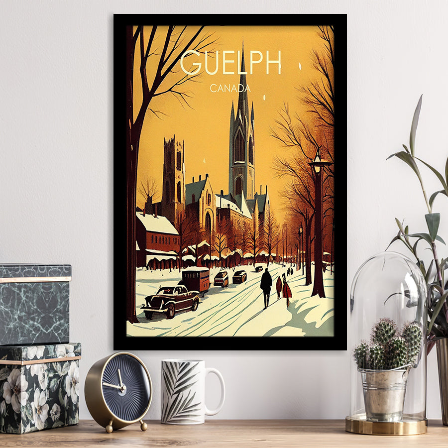 Guelph Canada Retro Art Print, City Art Print, Framed Art Print Wall Art Home Decor, Framed Picture
