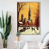 Guelph Canada Retro Art Print, Large Canvas, Framed Canvas Print Wall Art Home Decor, Floating Frame