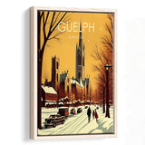 Guelph Canada Retro Art Print, Large Canvas, Framed Canvas Print Wall Art Home Decor, Floating Frame