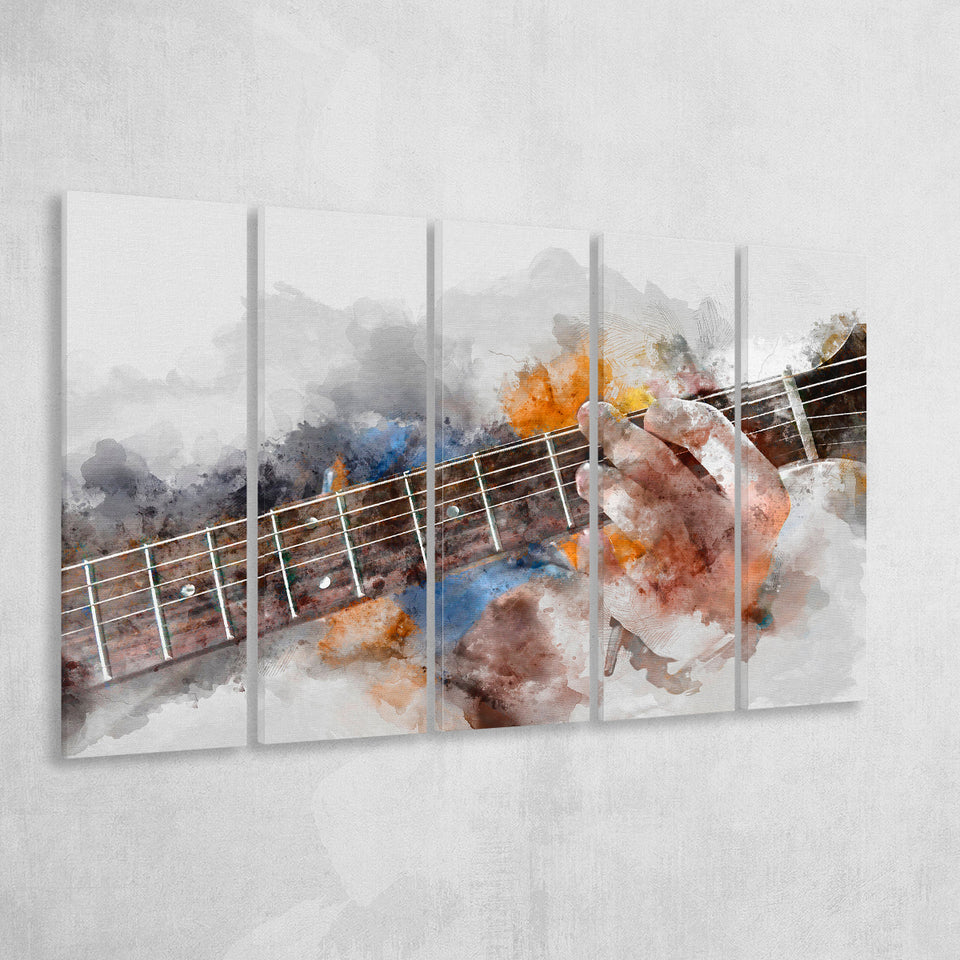 Guitar Player Gift Music 5 Piece B Canvas Prints Wall Art, Multi Panels,Large Canvas