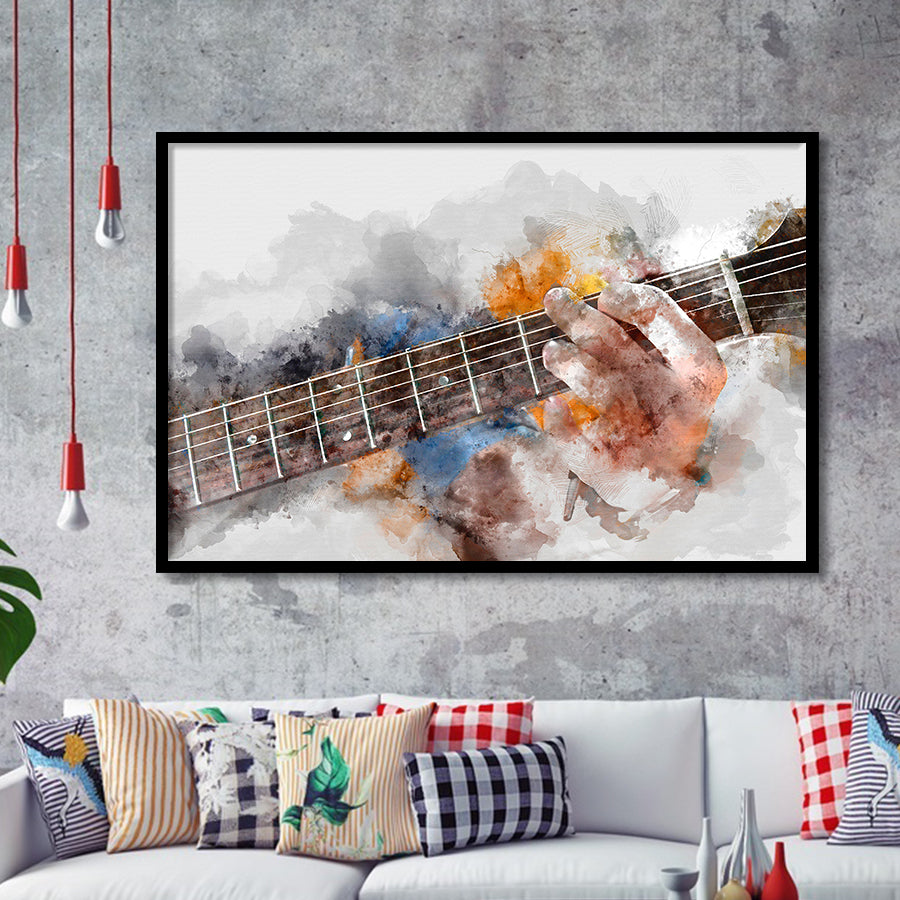 Guitar Player Gift Music Framed Art Prints Wall Art Decor, Framed Picture, Home Decor
