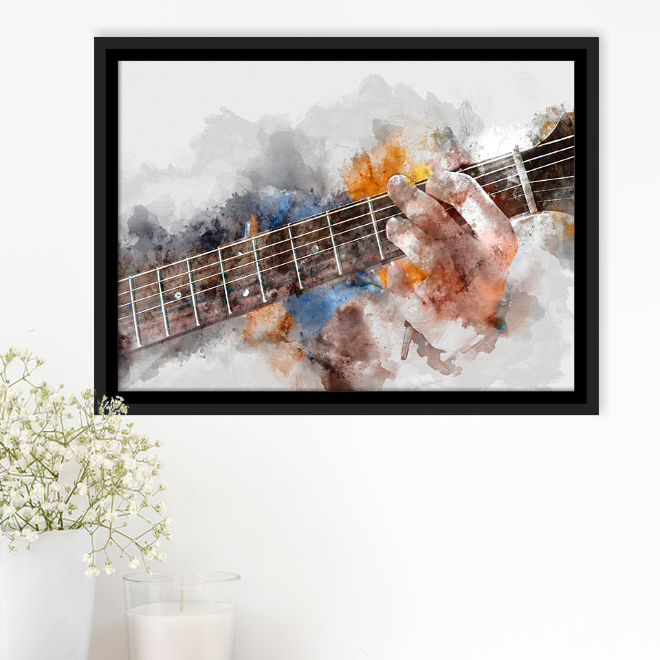 Guitar Player Gift Music Framed Canvas Prints Wall Art Decor, Framed Picture, Floating Frame