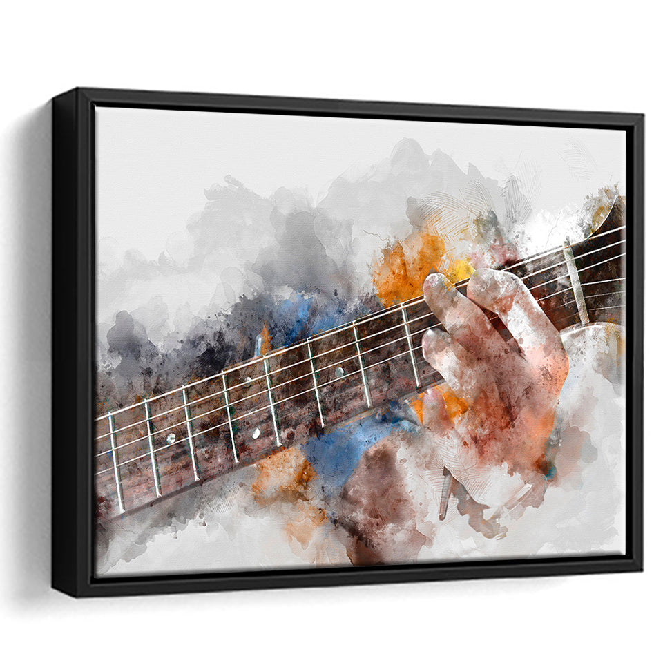 Guitar Player Gift Music Framed Canvas Prints Wall Art Decor, Framed Picture, Floating Frame