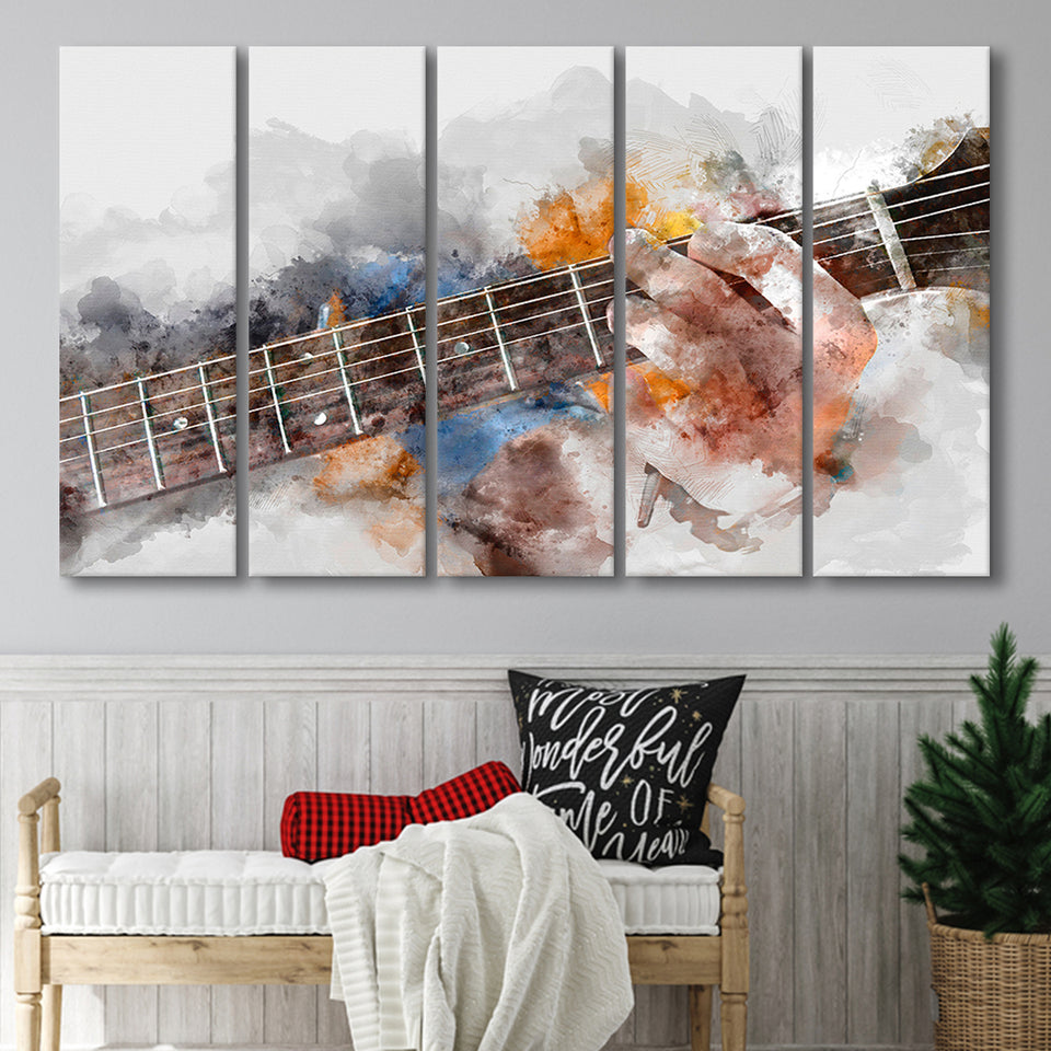 Guitar Player Gift Music 5 Piece B Canvas Prints Wall Art, Multi Panels,Large Canvas