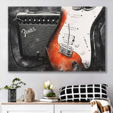 Guitar Music Art, Music Room Art V1 Canvas Prints Wall Art, Home Living Room Decor, Large Canvas