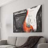 Guitar Music Art, Music Room Art V1 Canvas Prints Wall Art, Home Living Room Decor, Large Canvas