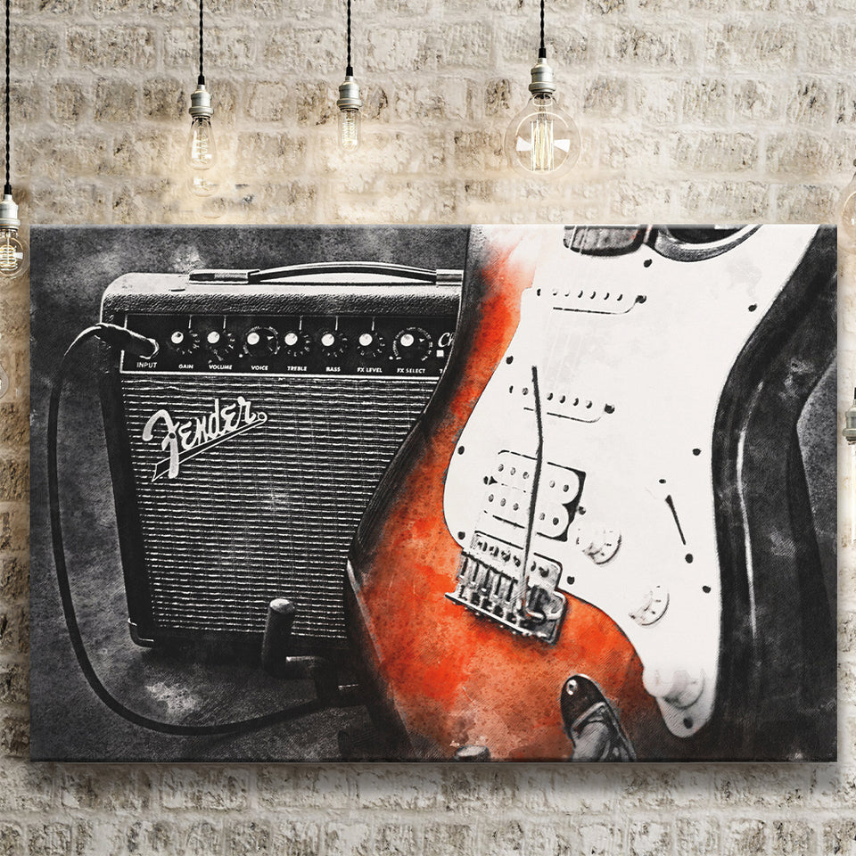 Guitar Music Art, Music Room Art V1 Canvas Prints Wall Art, Home Living Room Decor, Large Canvas