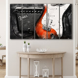 Guitar Music Art, Music Room Art V1, 5 Panel B Canvas Prints Wall Art, Extra Large Canvas Decor