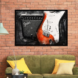 Guitar Music Art, Music Room Art V1 Framed Art Prints Wall Decor, Framed Picture, Large Art Prints