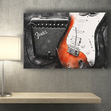 Guitar Music Art, Music Room Art V1 Canvas Prints Wall Art, Home Living Room Decor, Large Canvas