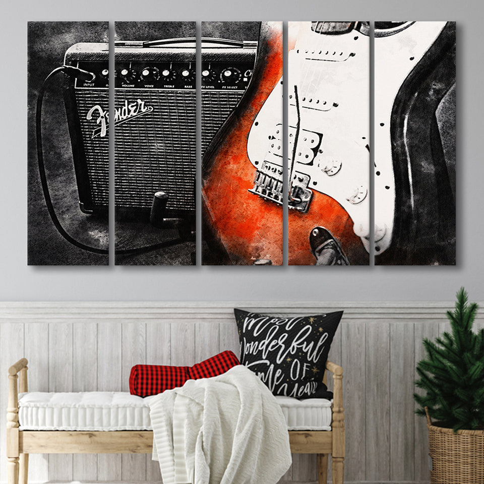 Electric Guitar Music Room Painting Art V3 Canvas Prints Wall Art, Hom –  UnixCanvas