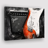 Guitar Music Art, Music Room Art V1 Canvas Prints Wall Art, Home Living Room Decor, Large Canvas