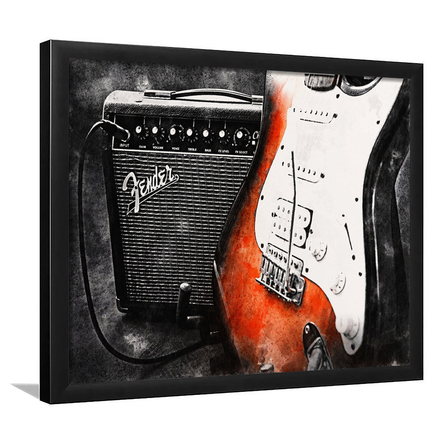 Guitar Music Art, Music Room Art V1 Framed Art Prints Wall Decor, Framed Picture, Large Art Prints