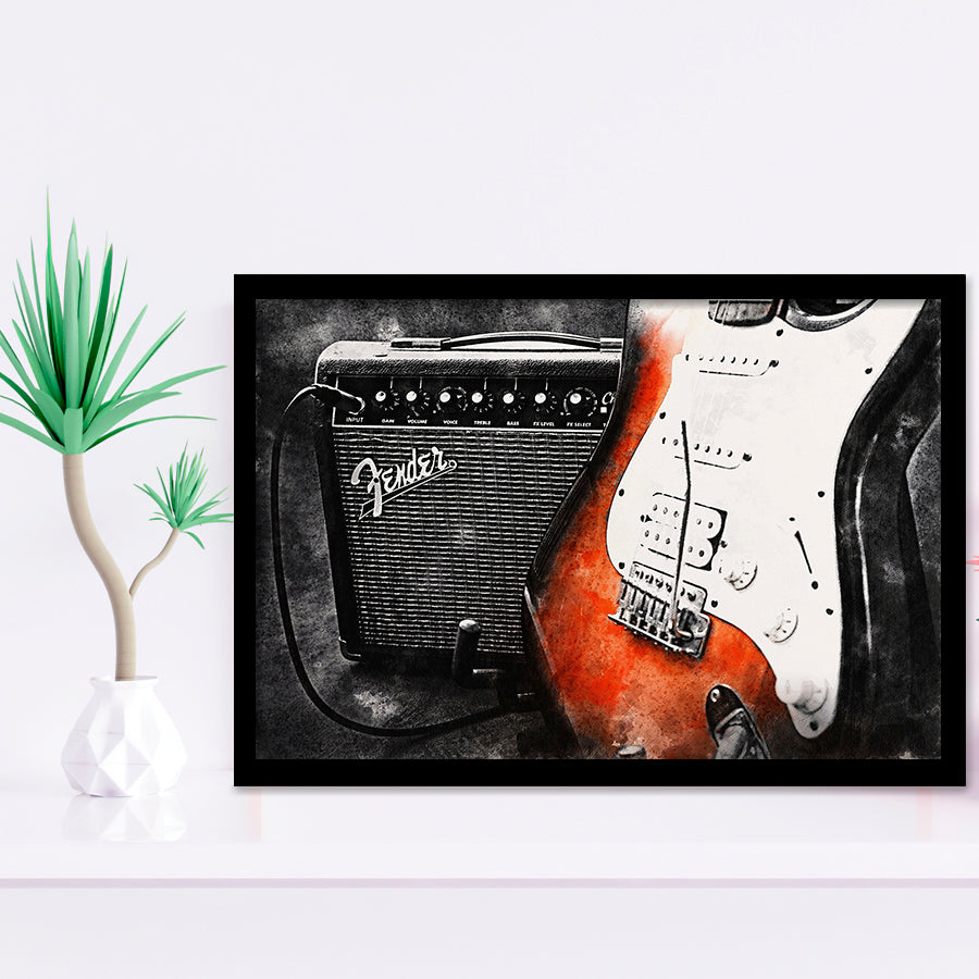 Guitar Music Art, Music Room Art V1 Framed Art Prints Wall Decor, Framed Picture, Large Art Prints