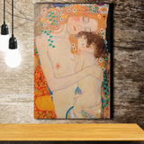 Gustav Klimt Mother And Child, Reproduction Art, Oil Painting Canvas Prints Wall Art, Home Living Room Decor, Large Canvas