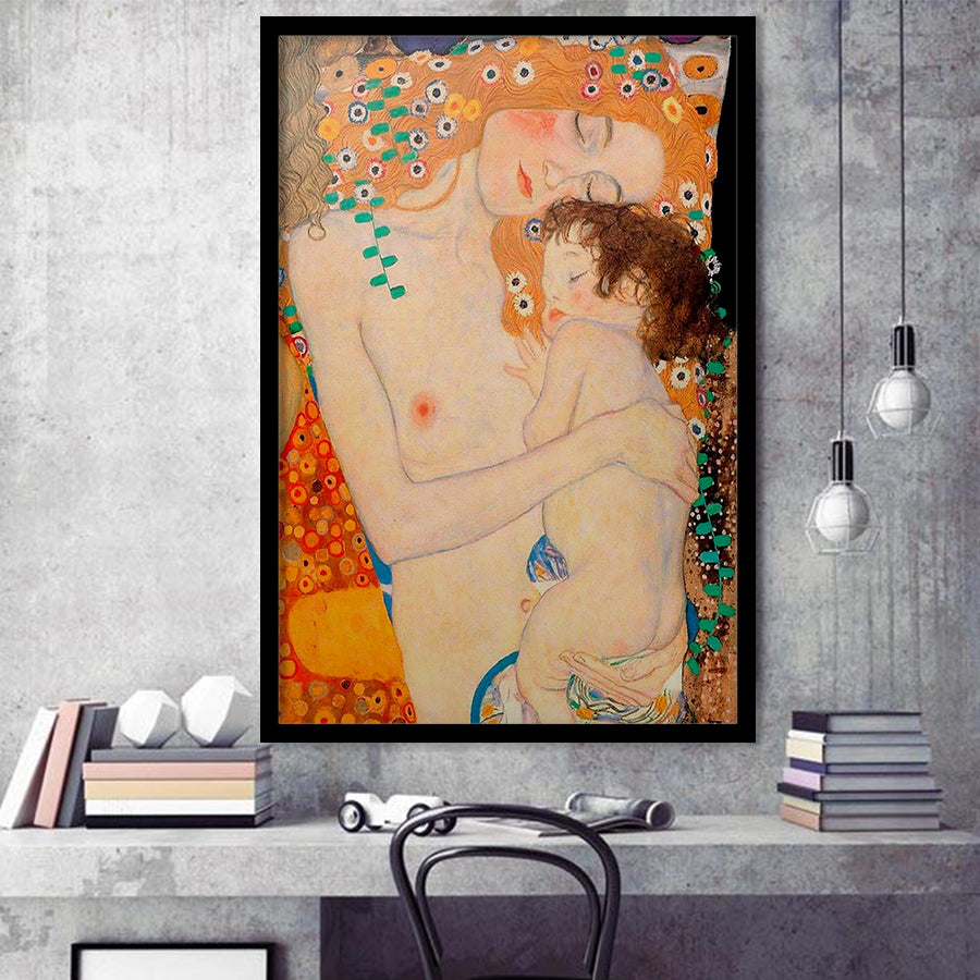 Gustav Klimt Mother And Child, Reproduction Art, Oil Painting Framed Art Prints Wall Decor, Framed Picture, Large Picture