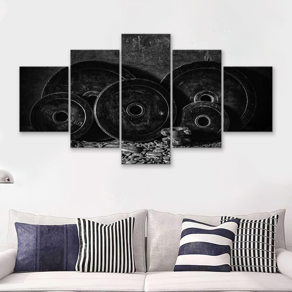 Gym Cool Large Gift for Strong Man 5 Piece Canvas Prints Wall Art Decor - Painting Canvas, Multi Panels