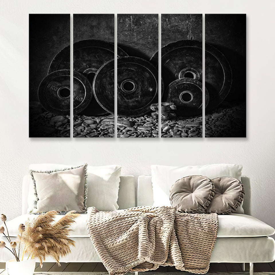Gym Cool Large Gift for Strong Man 5 Piece B Canvas Prints Wall Art Decor - Painting Canvas, Multi Panels