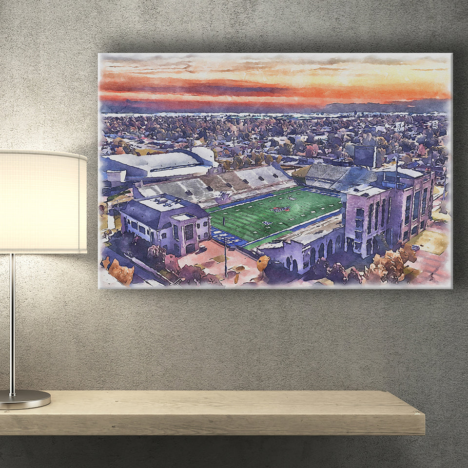 H A Chapman Stadium Tulsa Football Stadium Watercolor, Sport Art Prints Fan Gift, Canvas Prints Wall Art Decor