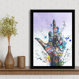 Hand Gesture Graffitifyou Framed Canvas Prints Wall Art Decor - Painting Canvas, Floating Frame, Framed Picture