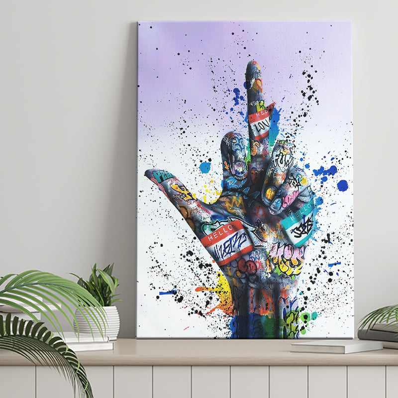 Hand Gesture Graffitifyou Canvas Prints Wall Art Decor - Painting Canvas, Home Decor, Art Print, Art For Sale