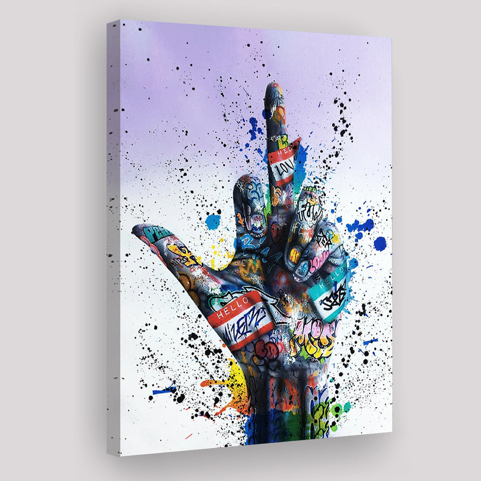 Hand Gesture Graffitifyou Canvas Prints Wall Art Decor - Painting Canvas, Home Decor, Art Print, Art For Sale