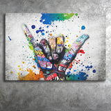 Hand Gesture Victory Graffiti Art Canvas Prints Wall Art Decor - Painting Canvas, Home Decor, Art Print, Art For Sale