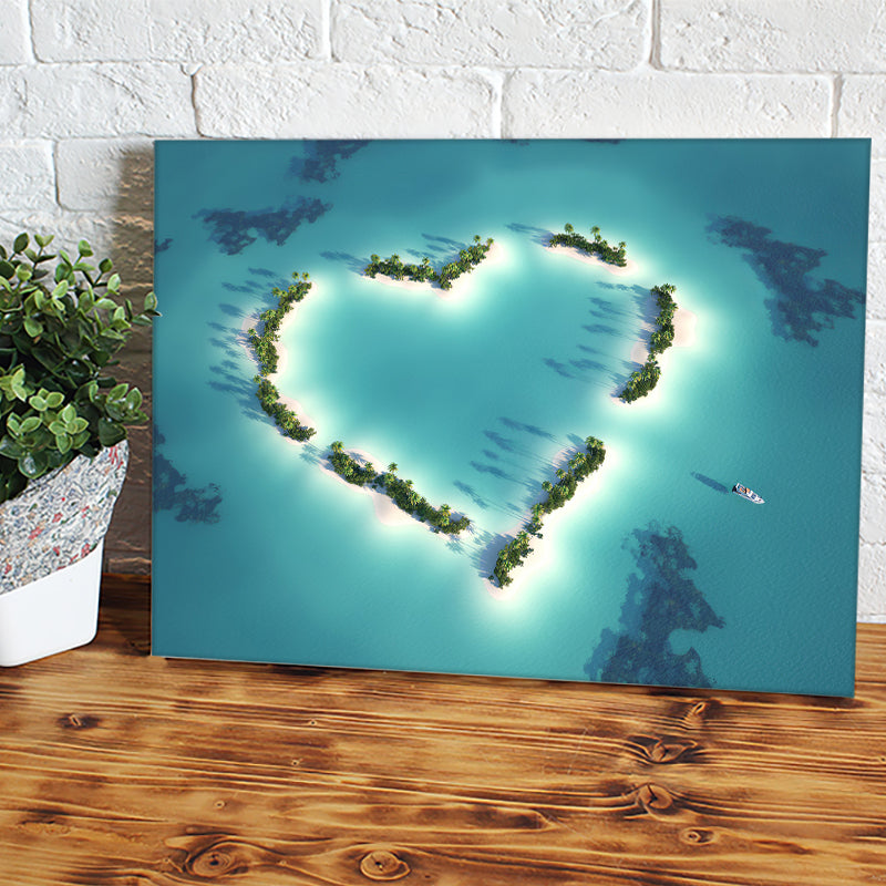Heart Shaped Island Canvas Wall Art - Painting Canvas, Canvas Prints, –  UnixCanvas