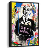 Hitchcock Life Is Beautiful Graffiti Art Framed Canvas Prints Wall Art Decor - Painting Canvas, Floating Frame, Framed Picture