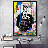 Hitchcock Life Is Beautiful Graffiti Art Framed Art Print Wall Decor - Painting Art, Wall Art, Framed Picture, Black Frame