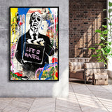 Hitchcock Life Is Beautiful Graffiti Art Framed Canvas Prints Wall Art Decor - Painting Canvas, Floating Frame, Framed Picture