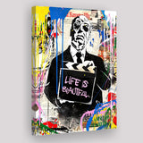 Hitchcock Life Is Beautiful Graffiti Art Canvas Prints Wall Art Decor - Painting Canvas, Home Decor, Art Print, Art For Sale
