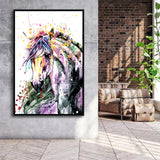 Horse Watercolor Painting Framed Canvas Prints Wall Art Decor - Painting Canvas, Floating Frame, Framed Picture
