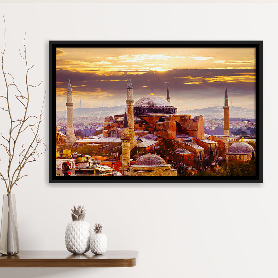 Hagia Sophia Holy Grand Mosque in Istanbul Framed Canvas Prints Wall Art Decor - Painting Canvas, Framed Picture