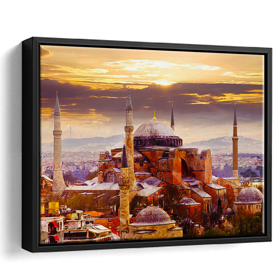 Hagia Sophia Holy Grand Mosque in Istanbul Framed Canvas Prints Wall Art Decor - Painting Canvas, Framed Picture