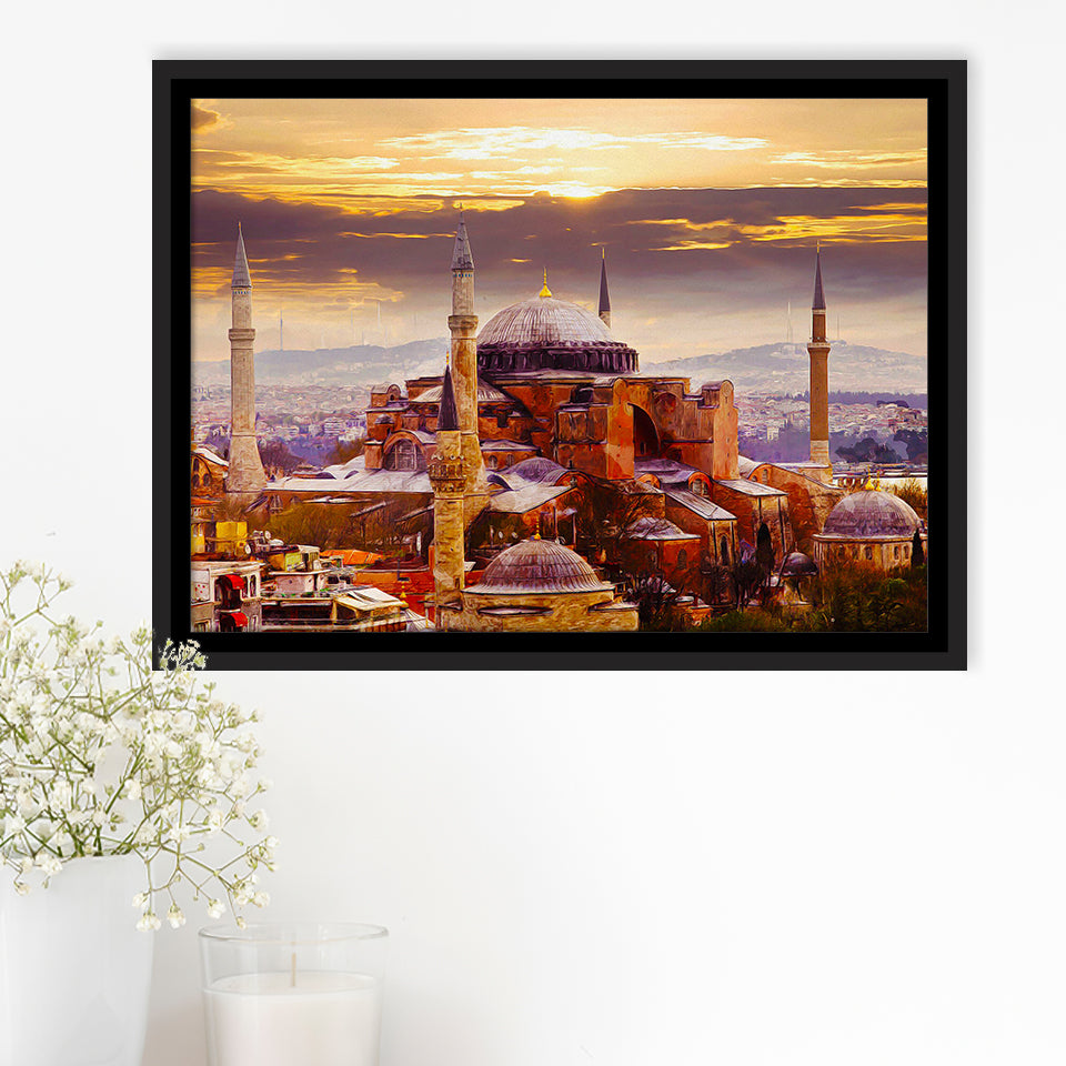 Hagia Sophia Holy Grand Mosque in Istanbul Framed Canvas Prints Wall Art Decor - Painting Canvas, Framed Picture